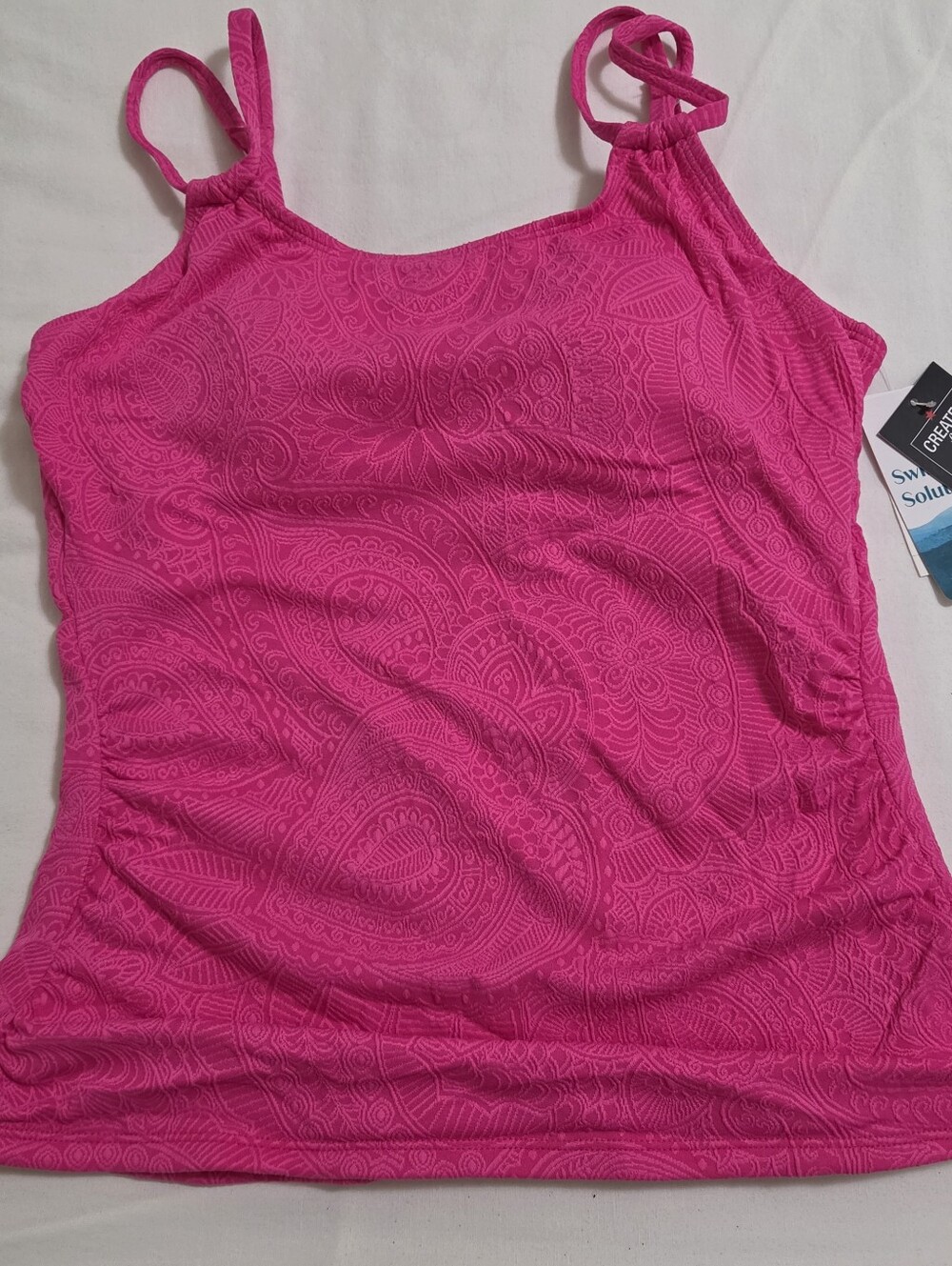 Swim Solutions Hot Pink Paisley Swim Camisole